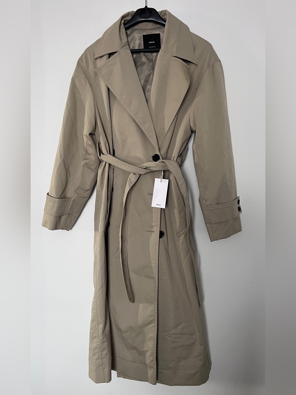 Mango Taupe Long Trench Coat with Belt